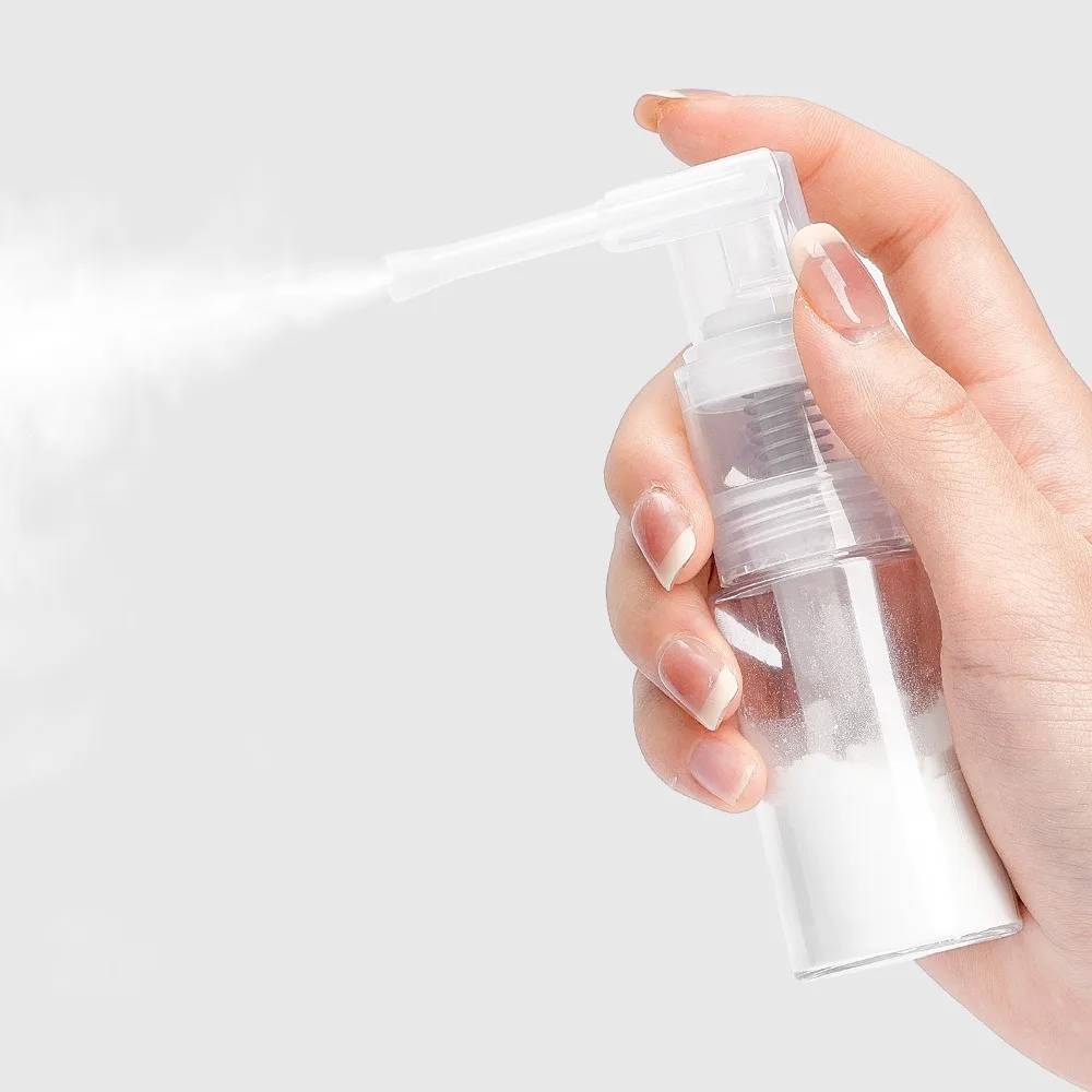 Friseursalon Pulver Sprühflasche Klare leere Plastikflaschen Pumpzerstäuber Nebel Nasenspray Nachfüllbare Styling-Werkzeuge Zubehör – Detail 2