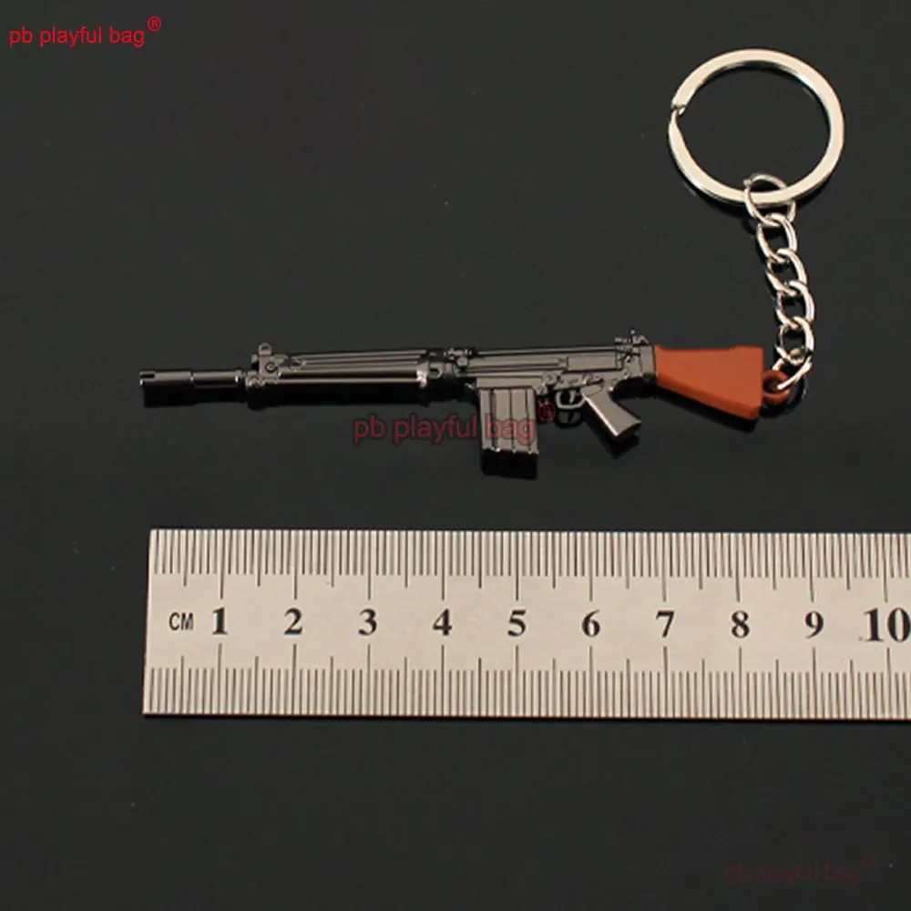 합금 키 체인 벨기에 FN FAL 미니 금속 장난감 총 장식 모델 게임 주변기기 액션 피규어 어린이 장난감 크리스마스 선물 ZG410