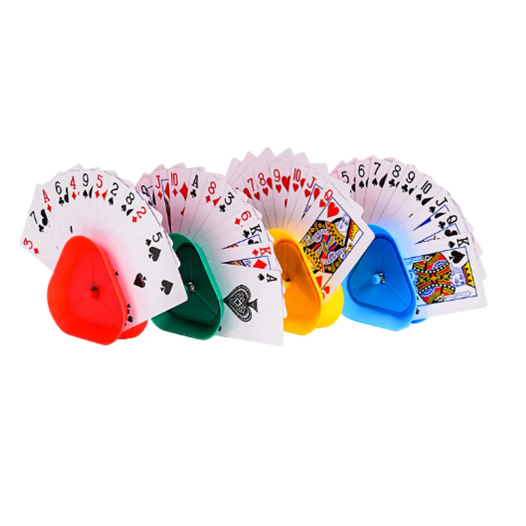 4pcs ABS Triangle Shaped Hands-Free Poke Holder for adult and children small cartoon cards game,party,gathering supplie,tool