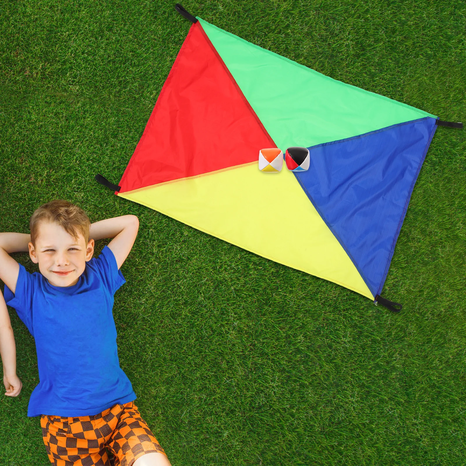 

1pc Rainbow Parachute For Kids Outdoor Play Sensory Fitness Equipment With 2 Balls Children Educational Team Game - Kids