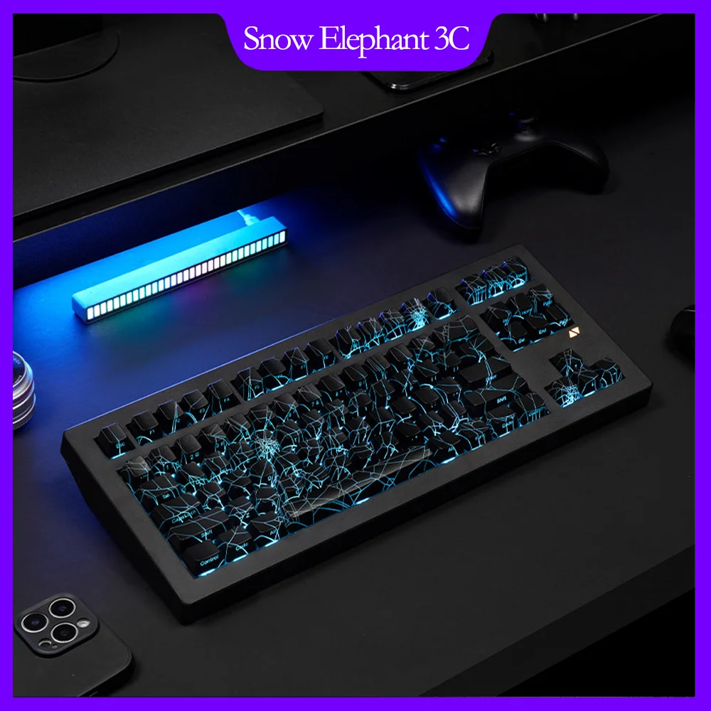 ZORNHER CG870 Mechanical Keyboard Spider Web Transparent White Triple-Mode Customizable Gaming Office Keyboard RGB