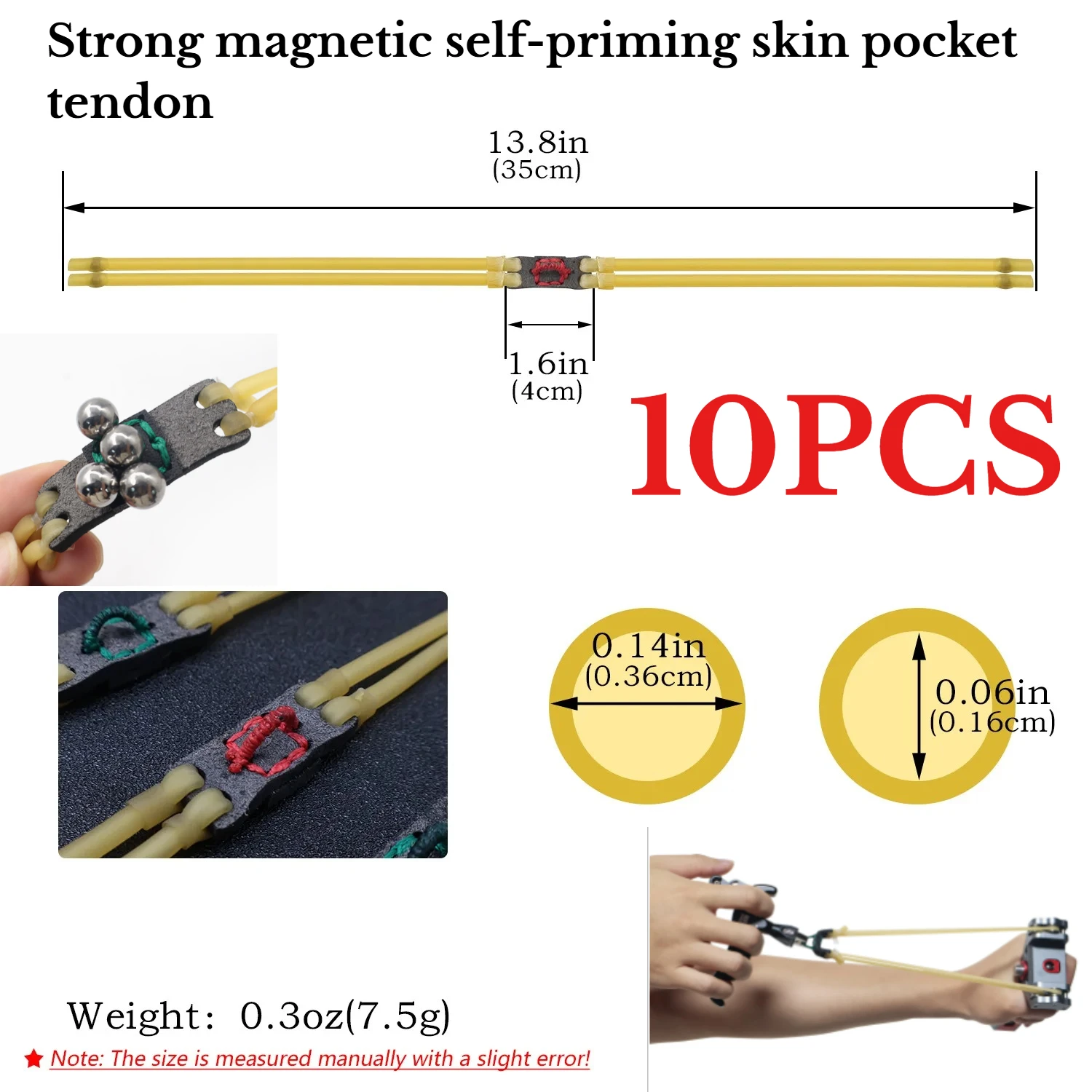 10PCS Outdoor Camping Portable Hunting Automatic S  lingshot Accessories Strong Magnetic Self-priming Leather Pocket Ribs