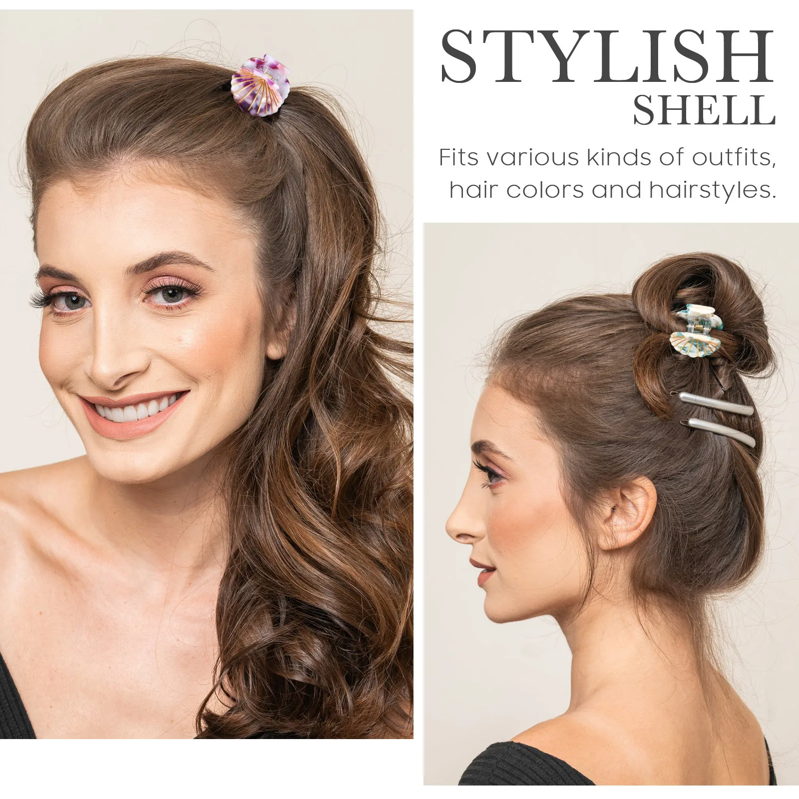 

4 шт., маленькие заколки для волос в форме ракушки, стильные мини-зажимы для челюстей для девочек и женщин, аксессуары для повседневной укладки волос, зажим со звездным когтем