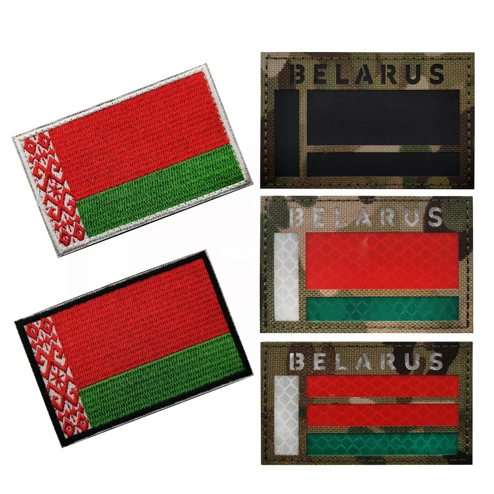 Reflective IR  Flags Republic Of Belarus Flag Patches Tactical Military Strip Embroidery Badges Appliqued Emblem Chevron