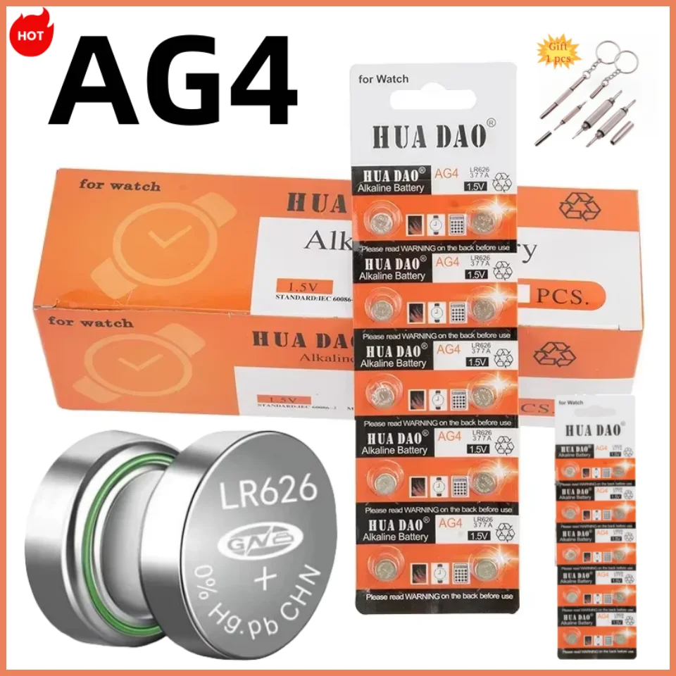 

2-50PCS AG4 377 1.55V Button Batteries SR626SW SR626 Cell Coin Alkaline Battery 177 376 626A LR66 LR626 Watch Toys Clock