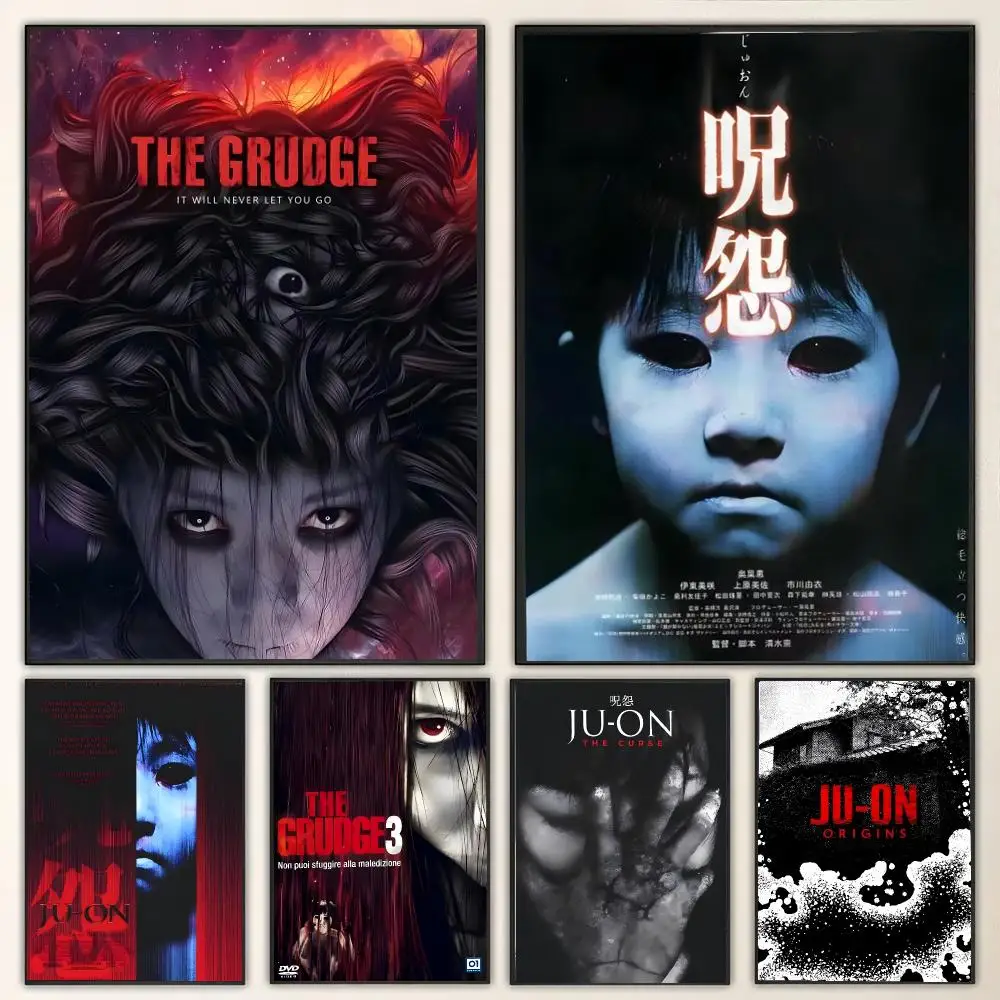 Movie Horror T-The Grudge Painting Calligraphy Canvas Poster Wall Art for Living Room Bedroom Cafe Decor Gift