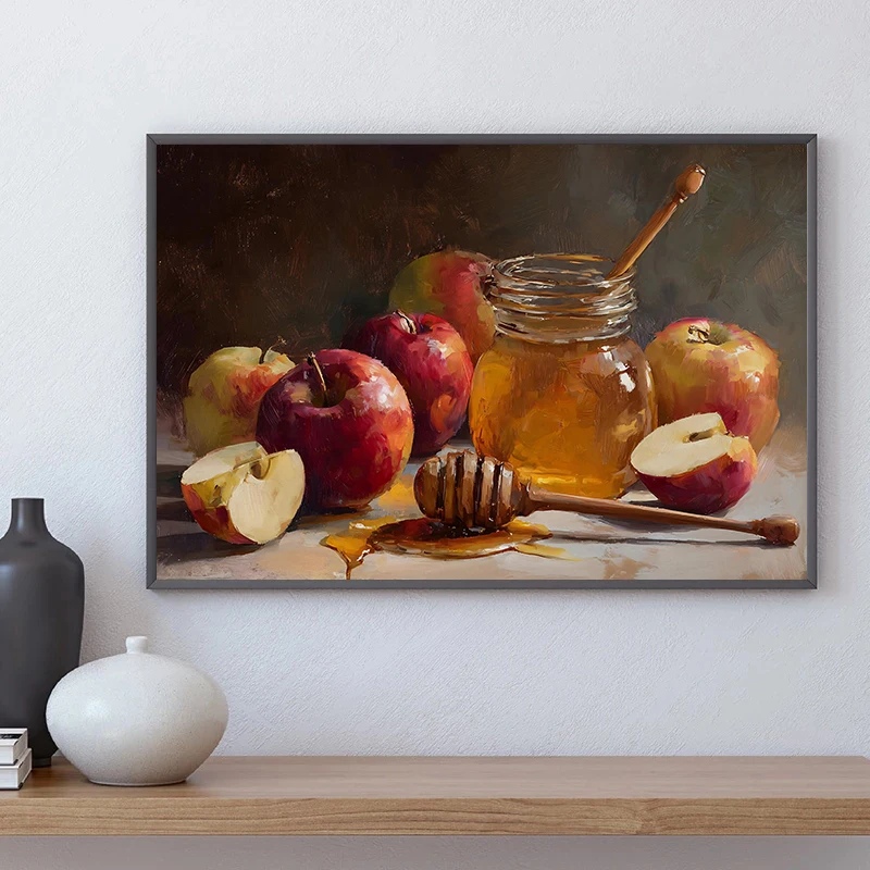 Sweet Honey And Fig Pomegranate Pear Litchi Apple Fruit Still Life Art Poster Canvas Printing Kitchen Wall Decoration Painting