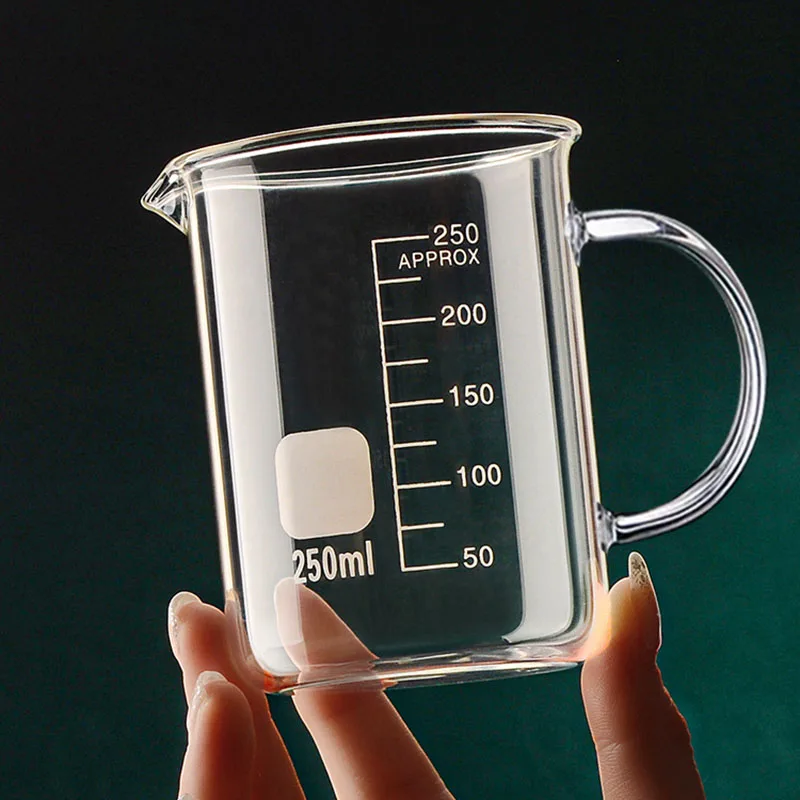 1/2pcs High Borosilicate Glass Measuring Cup With Handle Heat-resistant Scale Cup Laboratory Beaker Kitchen Baking Measuring Cup