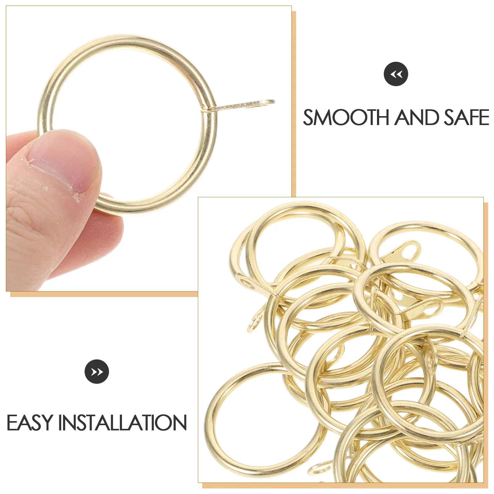 30pcs Curtain Hanging Rings Metal Drapery Hooks 30Mm Inner Diameter Black For Heavy Duty Curtains Window Door Shower Bathroom view 5