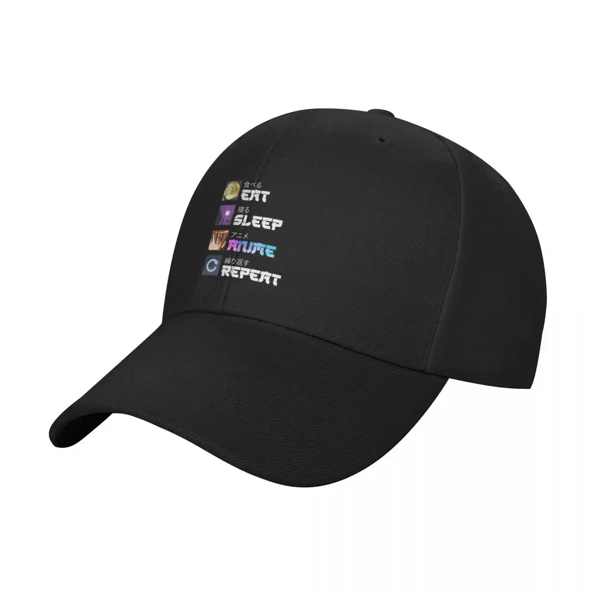 Eat. Sleep. Anime. Repeat. Baseball Cap Big Size Hat Male Hat Derby Hat Western Ladies Men's