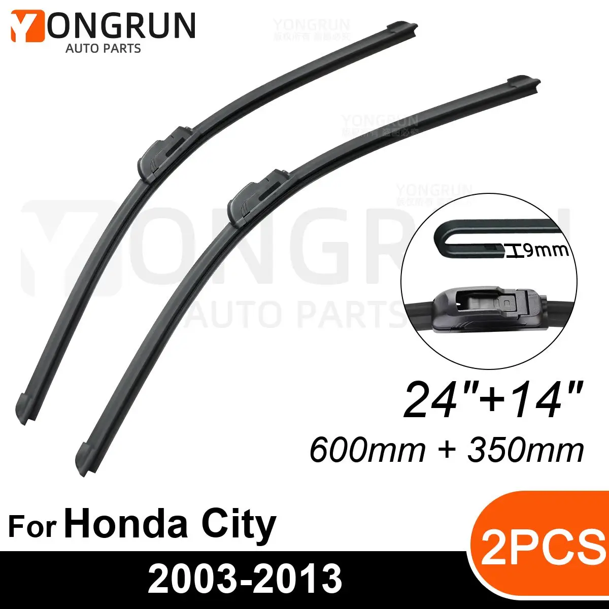 

Front Wipers For Honda City 2003-2013 Wiper Blade Rubber 24"+14" Car Windshield Windscreen Accessories 2008 2009 2010 2011 2012