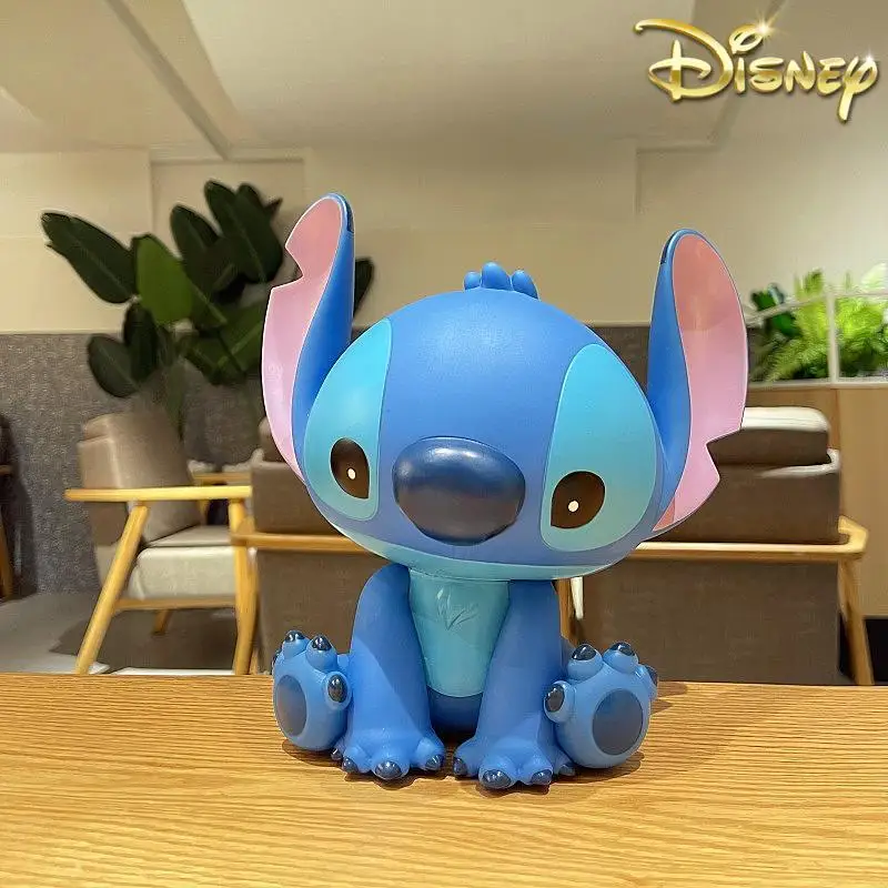 Disney Stitch Angel Piggy Bank Cartoon Anime Money Box Pvc Action Model Kawaii Doll Decorative Collect Kids Toy Holiday Gift