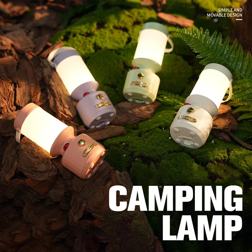 

LED Camping Lamp 3 Color Stepless Dimming Rechargeable Camping Lighting Outdoor Portable Emergency Fishing Tent Hanging Light