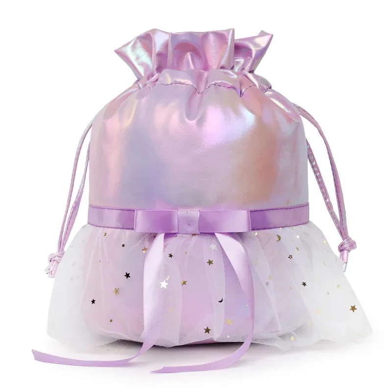 Kids School Backpack Sweet Ruffled Edge Girls Bowtie Ballet Drawstring Bag Children's Fashion Dance Causal Kindergarten Backpack