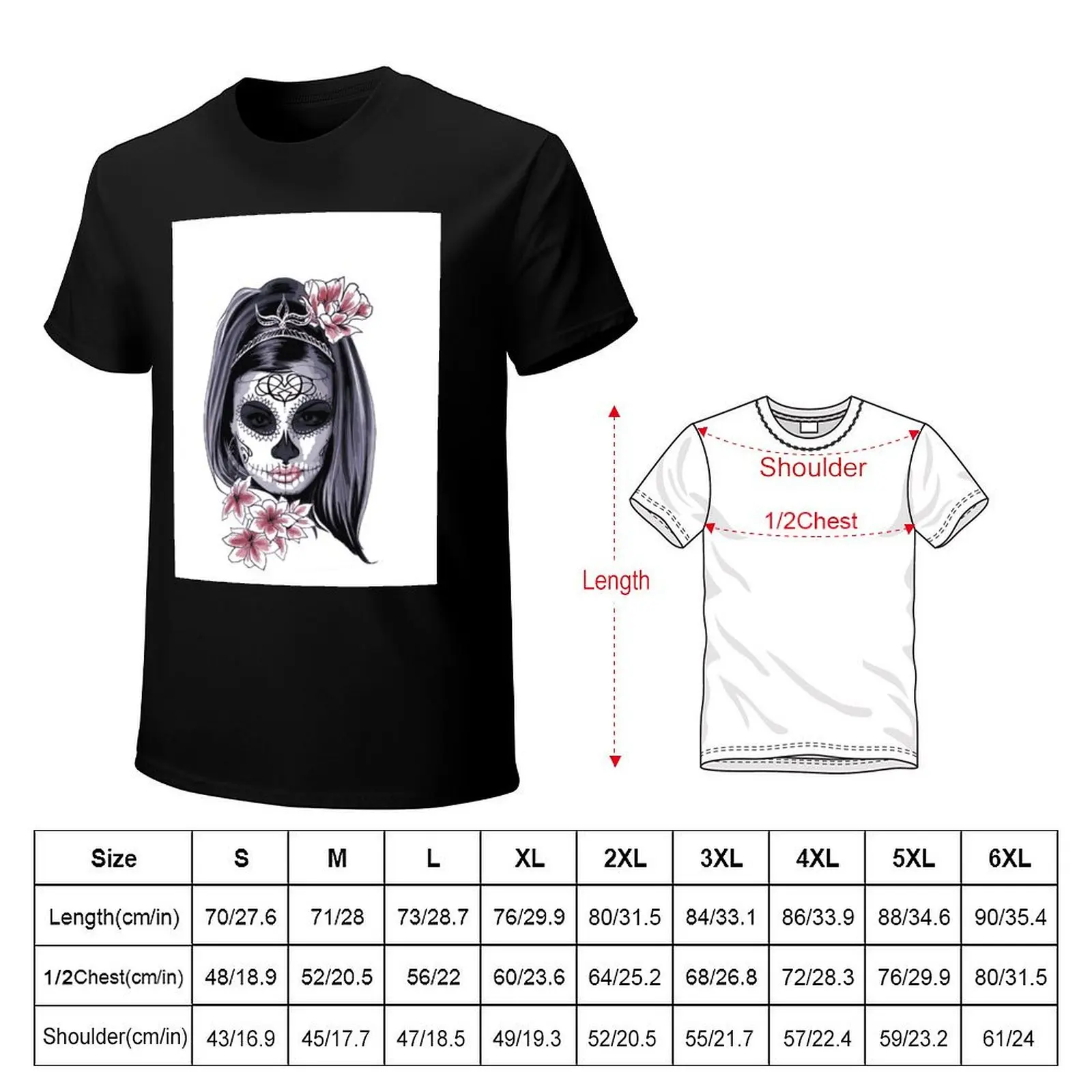 La Catrina La Calavera de la Catrina T-Shirt Non-Shrink Basic Cotton T-Shirt