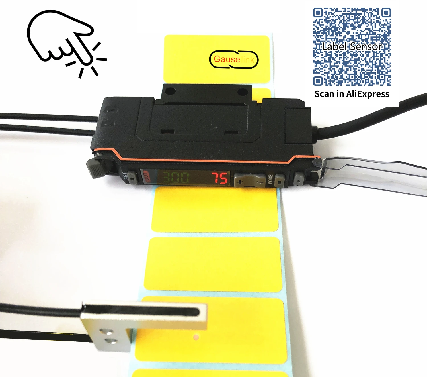 Etiketten-Lichtschrankensensor NPN PNP PUD-050NP NO NC Selbstklebender Etikettenstreifen Mengenzählererkennung Identifizieren Sie den Rückstoßring – Detail 16