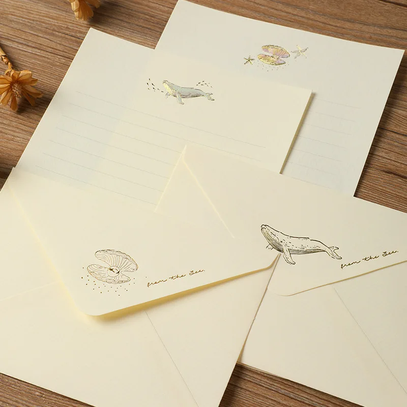 3 envelopes and 6 letter sets, animal patterned A5 letters, cute colored envelopes