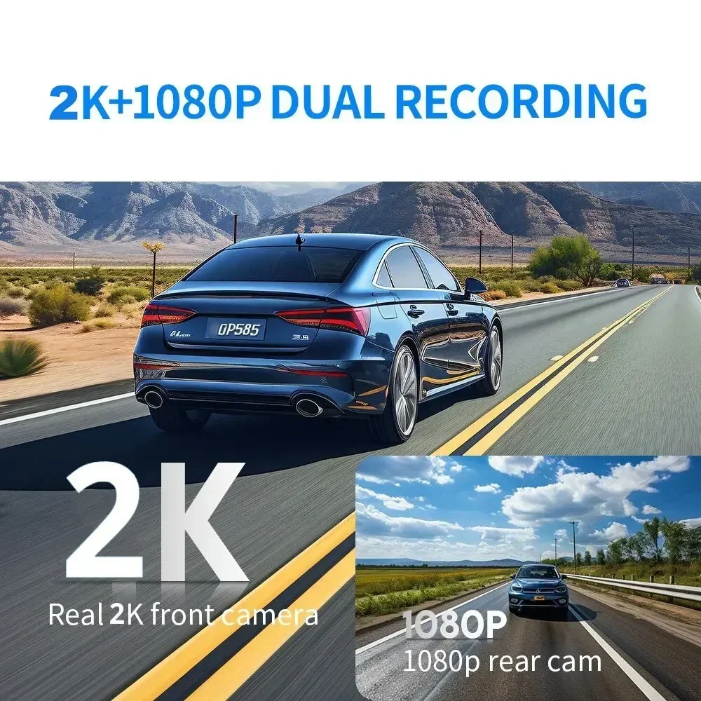 2K Full HD USB Universal CAR ADAS Car DVR Dash Cam For Car DVD Auto Audio Voice Alarm Video&Night Vision Rear Dual Camera Loop