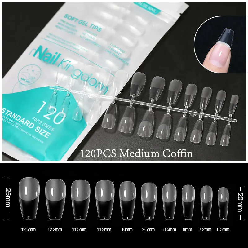 120/240pcs Bag Ballet False Nail Fully Transparent Acrylic Nails Set Press on Nails Tips Mixed Size Ongles Almond Nail Fantaisie