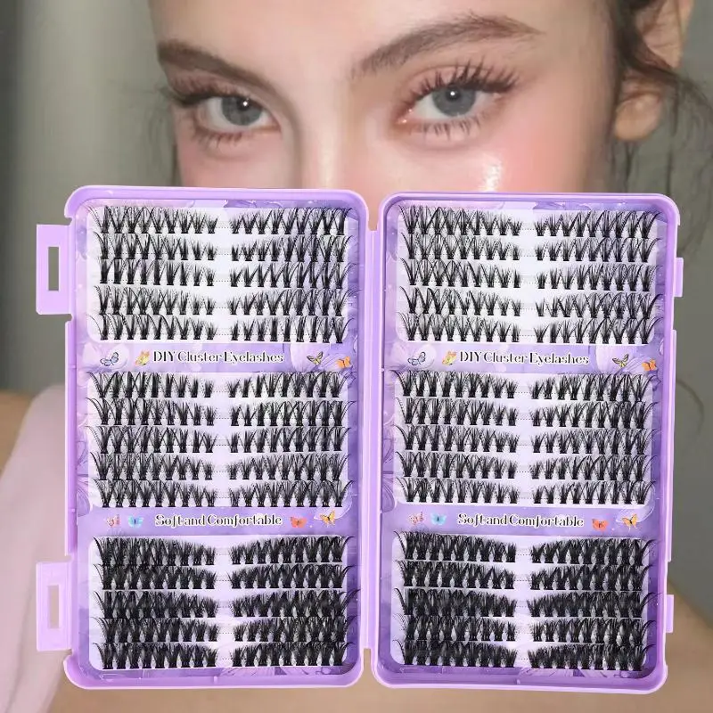 European Style 3D Fluffy Curled False Segmented Single Cluster Eyelashes Thick Eyelashes Large Capacity DIY Fox Series Reusable