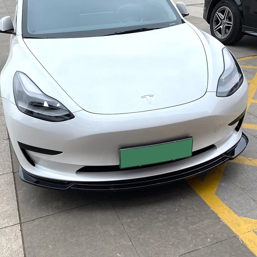For Tesla Model 3 2017 To Up Maxton Style Front Bumper Lip Cover Splitter Canards Body Kit Spoiler Diffuser Tuning Auto Parts