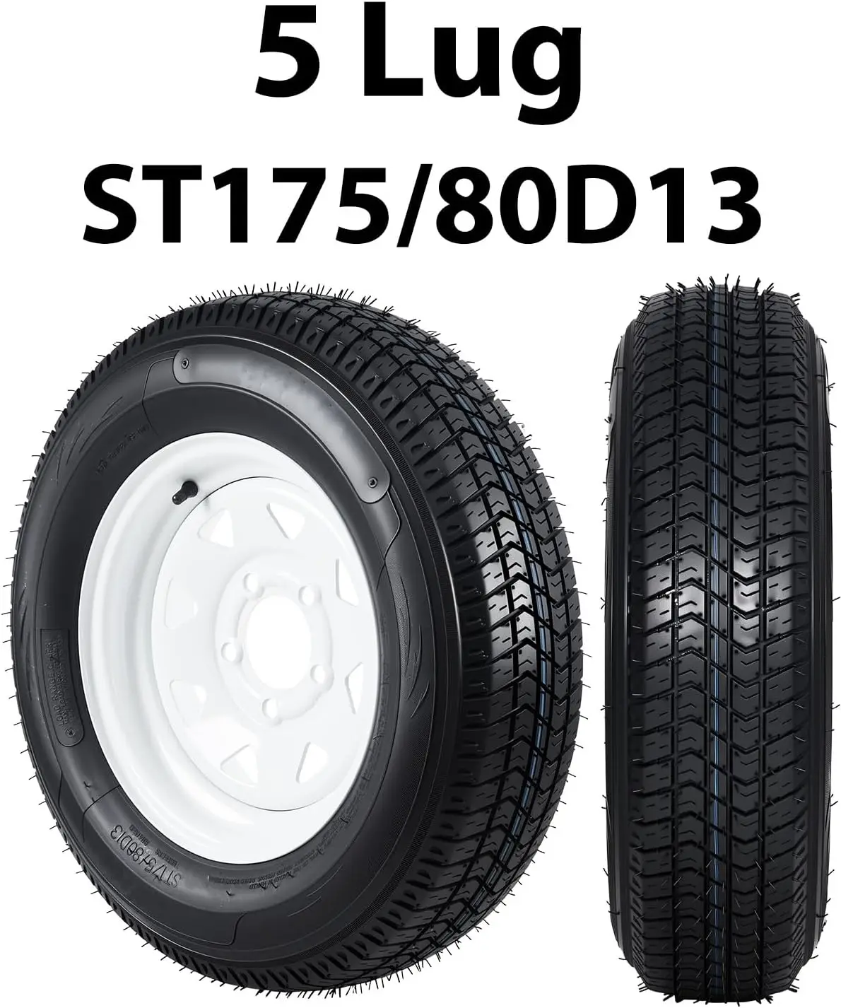 Garvee ST175/80D13 ST205/75D14 ST205/75D15 Trailer Tire & Wheel Assembly, 1360lb Load C 6PR 2 Pack Fits 5x4.5