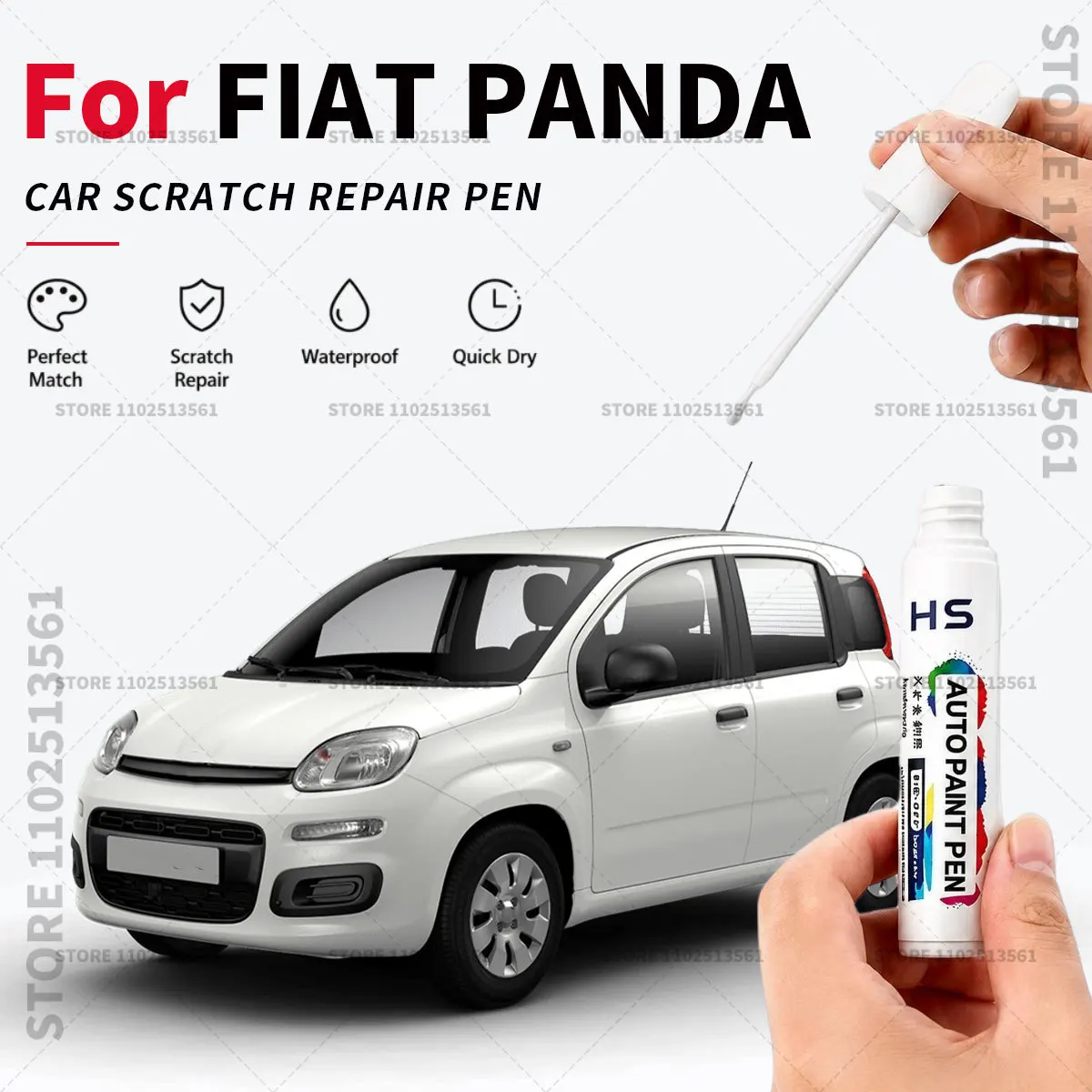 For FIAT PANDA Touch Up Paint Pen Quick Repair Car Scratch Chip Paint Brush modagray metallic blue white blue foresta green