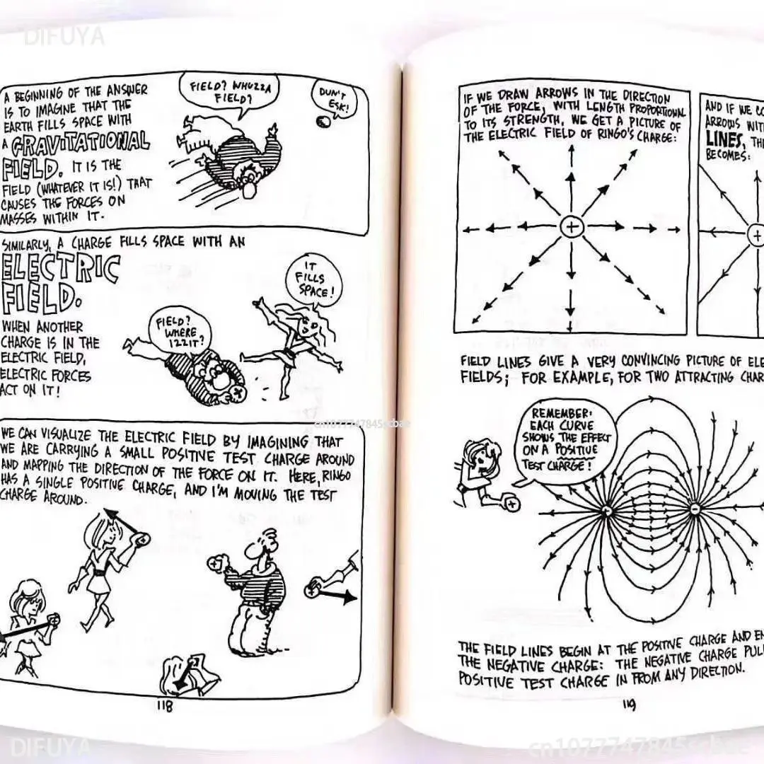 8 libri la guida dei cartoni animati alle statistiche/chimica divertenti fumetti scientifici libro di storie inglesi aiuta il bambino a leggere la