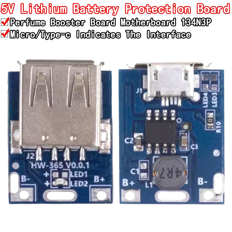 5V Boost Converter Step-Up Power Module Lithium Battery Charging Protection Board LED Display USB For DIY Charger 134N3P TYPE-C