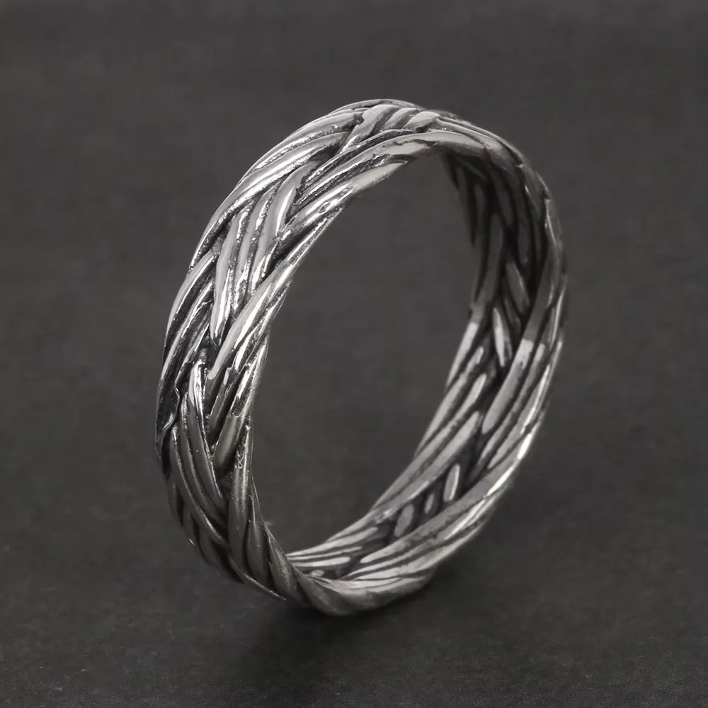 Gioielli vichinghi Anello intrecciato in argento sterling 925 per uomini e donne Coppia fedi nuziali per amanti