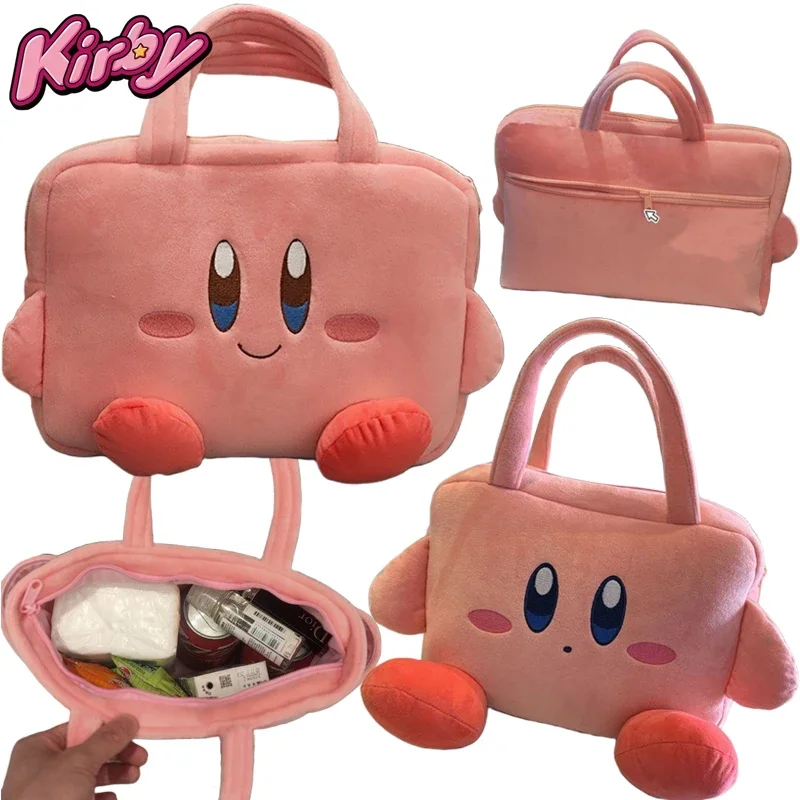 Cartoon Kirby Plush Laptop Tote Bag for Women Kawaii Kirby Star Office Handbags Tablet Laptop Organizer Bags 14inch 15-16inch