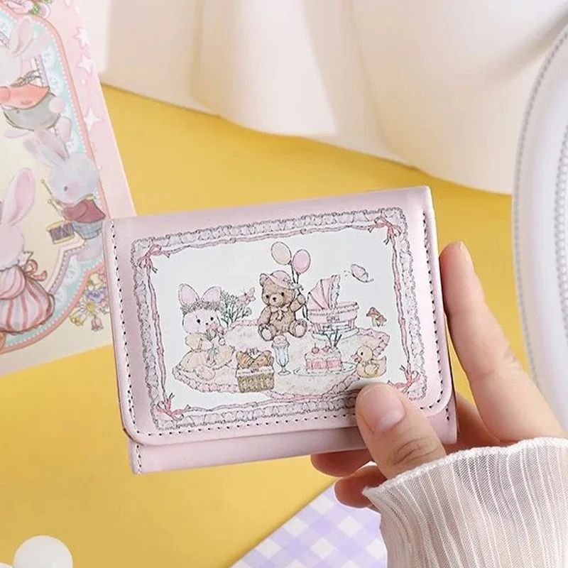 Women's Short Cute Small Wallet Coin Wallet Anti Demagnetization Multi Card Slot Buckle Zero Wallet