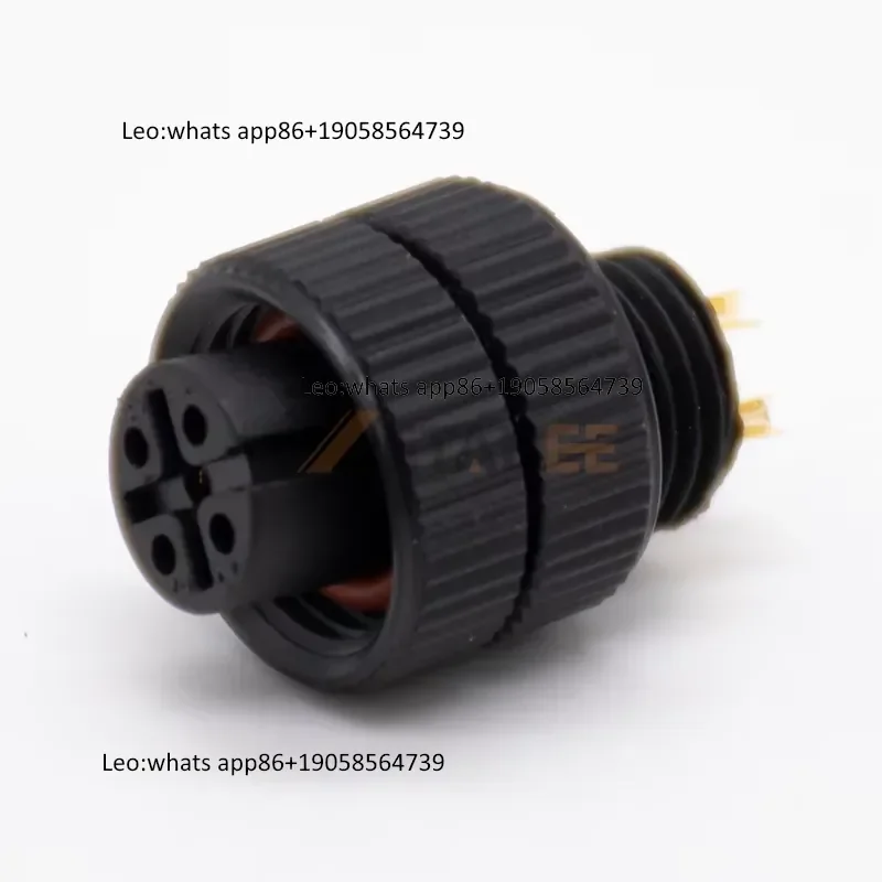 M12 5 Pin A-Coded Female Connector Solder Type Straight Molded Socket Plastic Shell