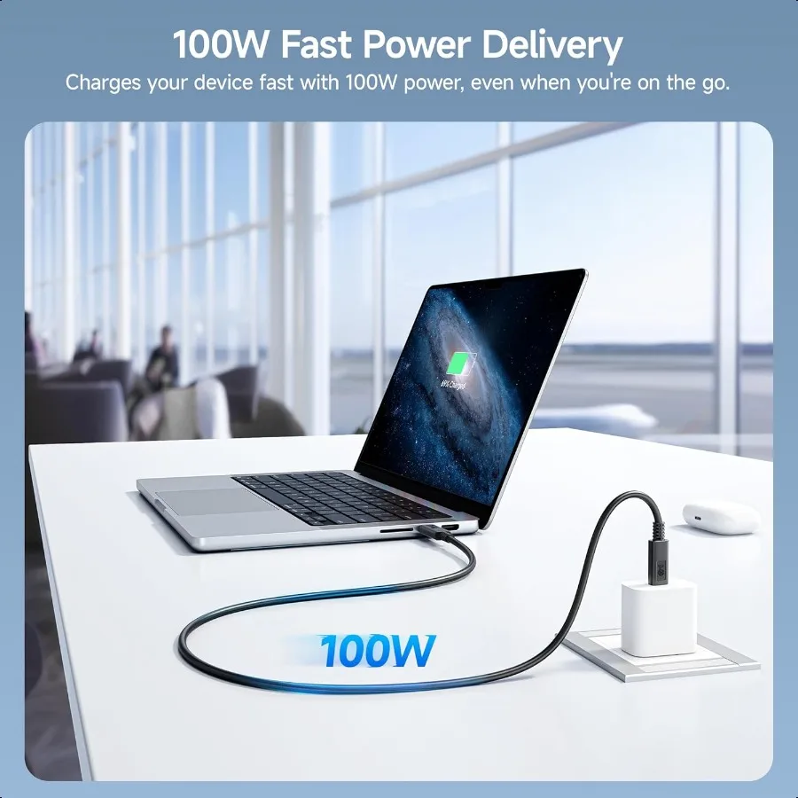 كابلات المهمات [معتمدة من USBBIF] كابل USB C بسرعة 10 جيجابت في الثانية، منافذ 3.3 قدم 1 متر تصل إلى [4K@60 هرتز فيديو 100 وات شحن 10 جيجابت في الثانية لنقل البيانات