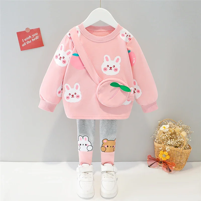 Baby Girls Clothing Sets Spring Autumn Kids Cartoon Rabbit Long Sleeve T Shirt Pants Children Casual Clothes Infant Outfits