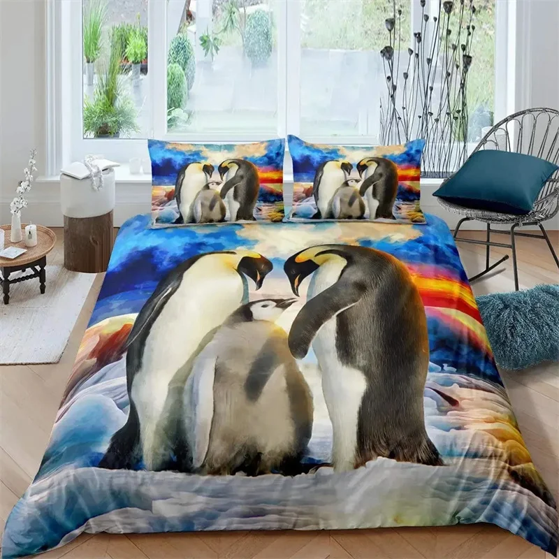 

Penguin Duvet Cover Set Cartoon Style Bedding Set,Girls Adult Single Twin Queen Size,Duvet Cover Pillowcase Bedding