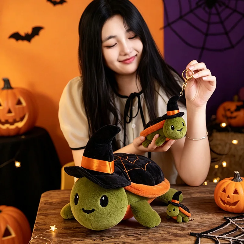15-38cm Cute Halloween-themed Turtle Plush Doll Toy Cartoon Wizard’s Hat Plush Stuffed Turtle Toy Kids Companion Toy Party Gift