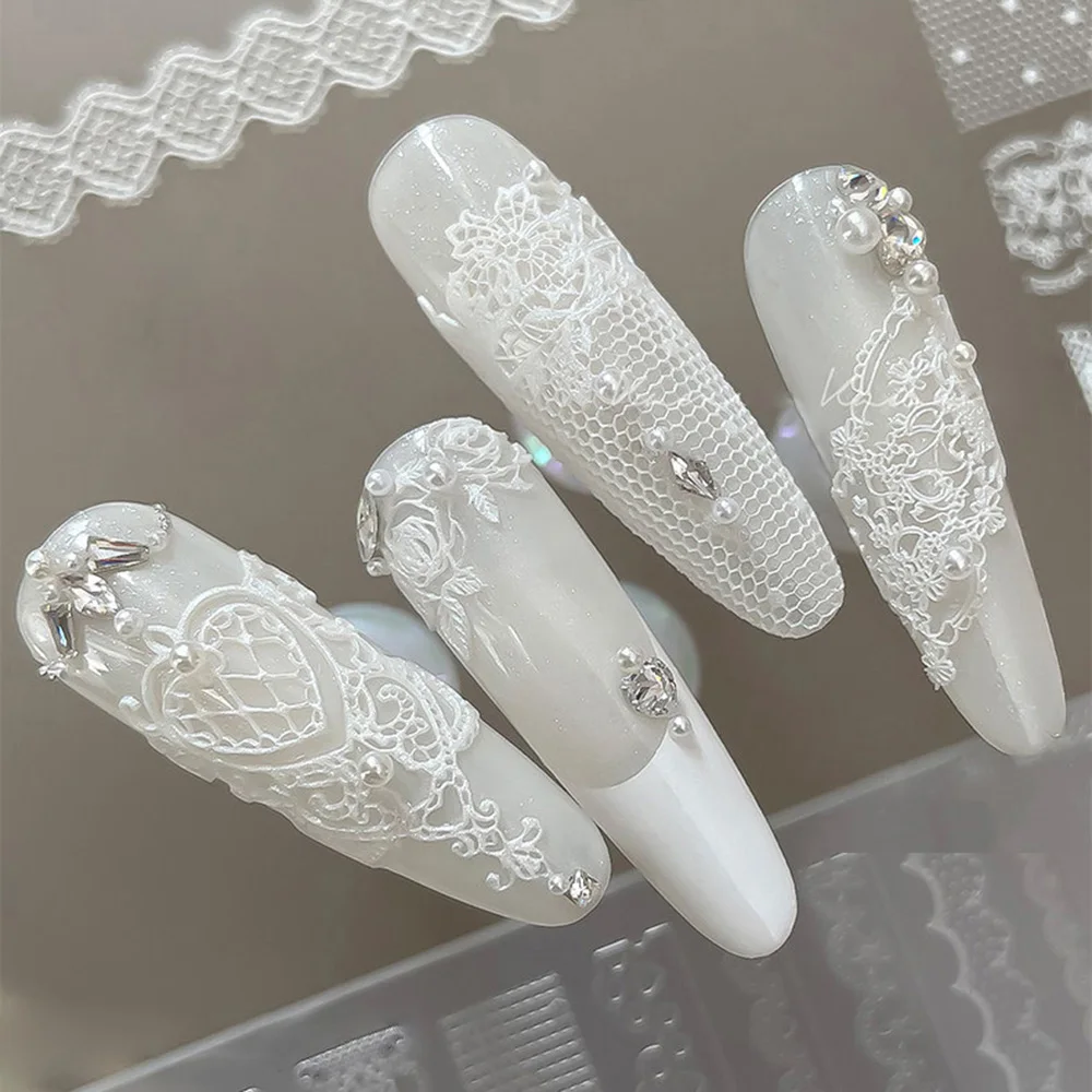 3D-Spitzen-Nagelformen aus weichem Silikon, hohle Spitzen-Rosenblüten-Formen für französische Nagelkunst, ultradünne Spitzen-Design-Nagelsilikon-Schablone – Detail 9