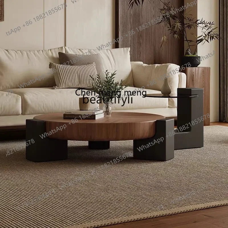 

E153 Italian Minimalist round Tea Table Living Room Home Light Luxury High-Grade Designer Chinese Style Tea Table Combination