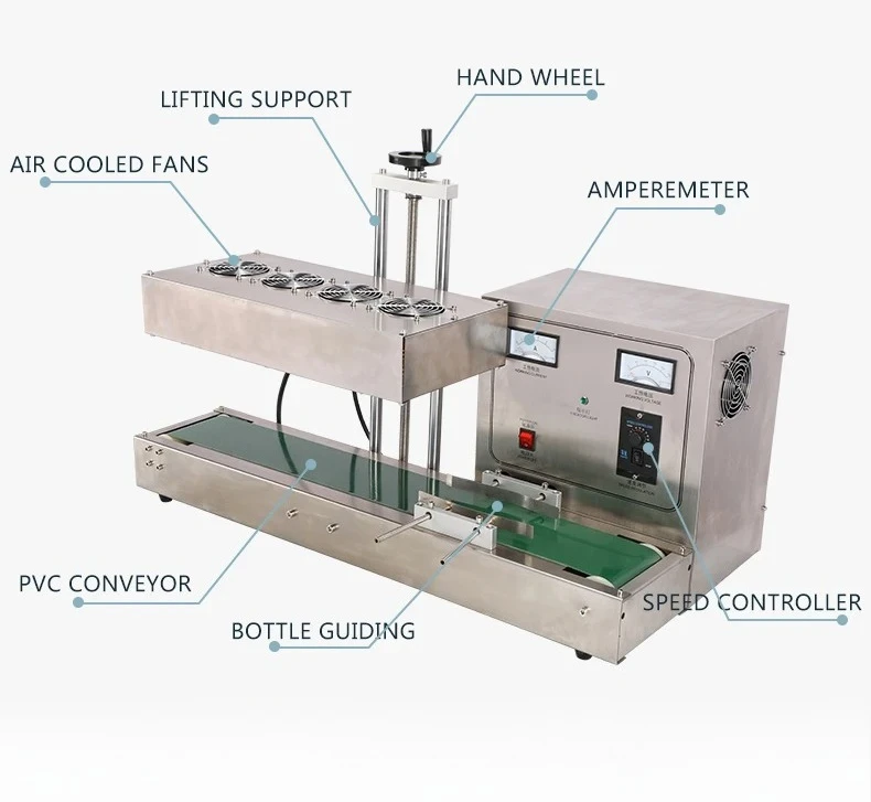 آلة ختم الزجاجات البلاستيكية الأوتوماتيكية آلة ختم رقائق الألومنيوم الكهربائية آلة الختم التعريفي المستمر