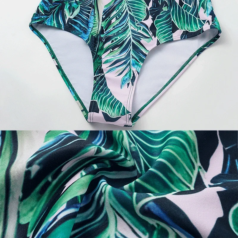 2025 Flaxmaker Women Sexy Bikini Set Sling Printed One Piece Swimsuit Push Up Swimsuit Beachwear Bathing Suit Monokini Swimwear