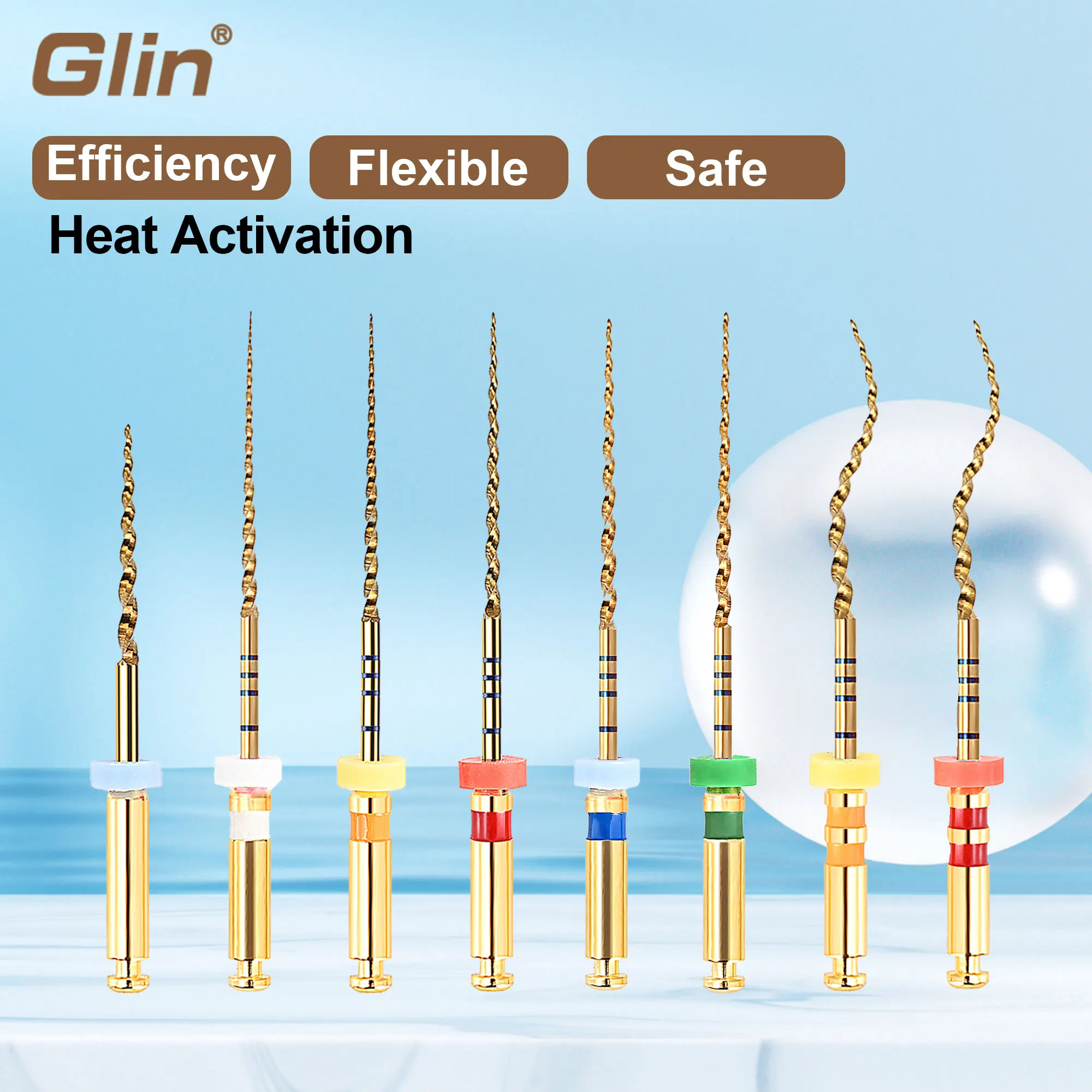 Glin Gendo Gold Files 04 06 Taper Super Golden Files 19/21/25mm Heat Activated Flexible File Dentist Instrument Engine Use