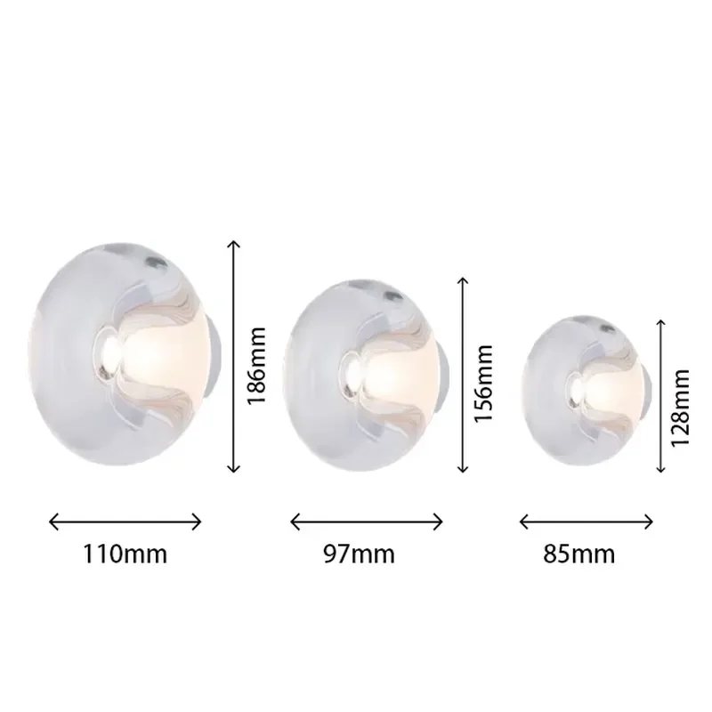 Indoor Decor LED Wall Lamps European Round Metal Glass Shade Rechargeable Wall Light Lamp Hallway Bedroom Bedside Living Room