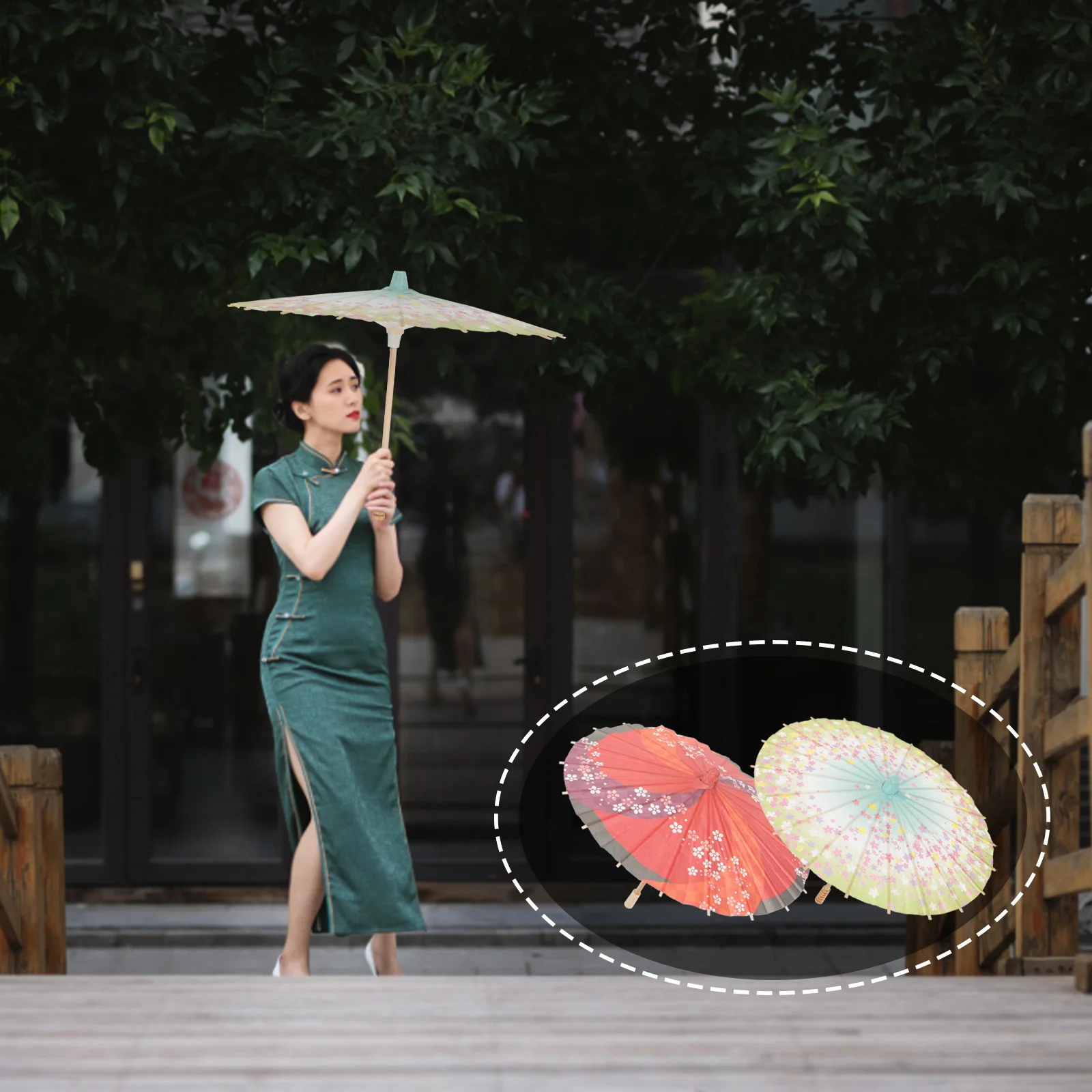 2 Pcs Japanese Paper Umbrella Stage Decorative Rain Umbrellas Ultraviolet Light Black Parasol