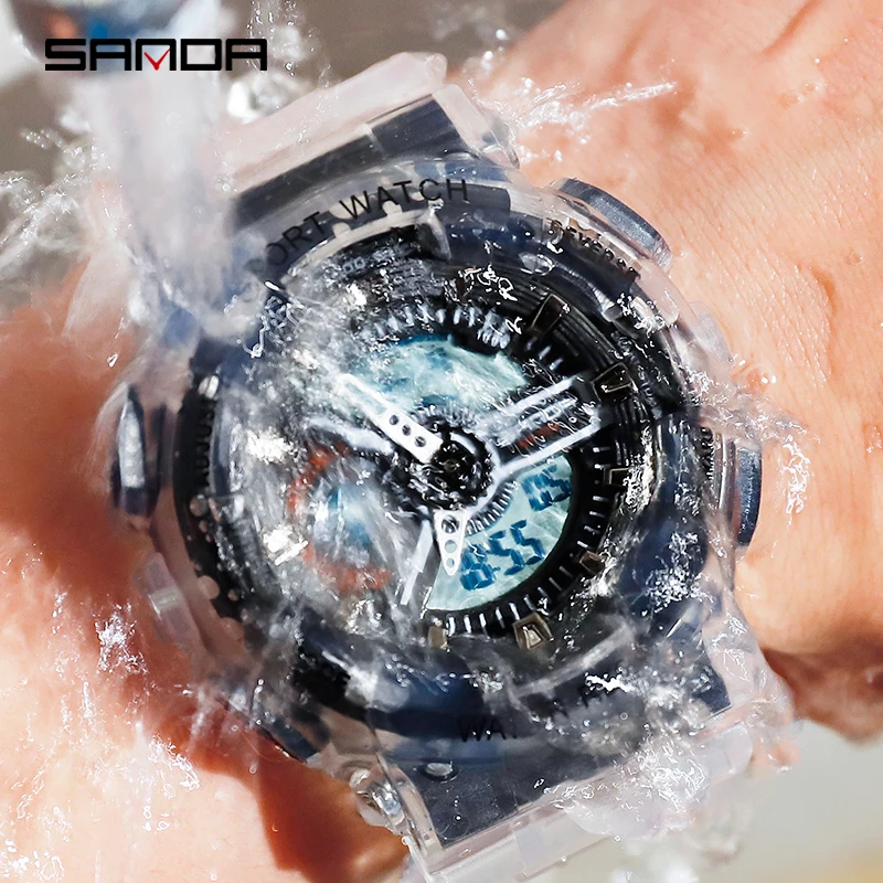 2022 New Fashion Sanda Top Brand Sports Watch Couple Multi-function Waterproof Led Digital Men\'s G Style Relogio Masculino