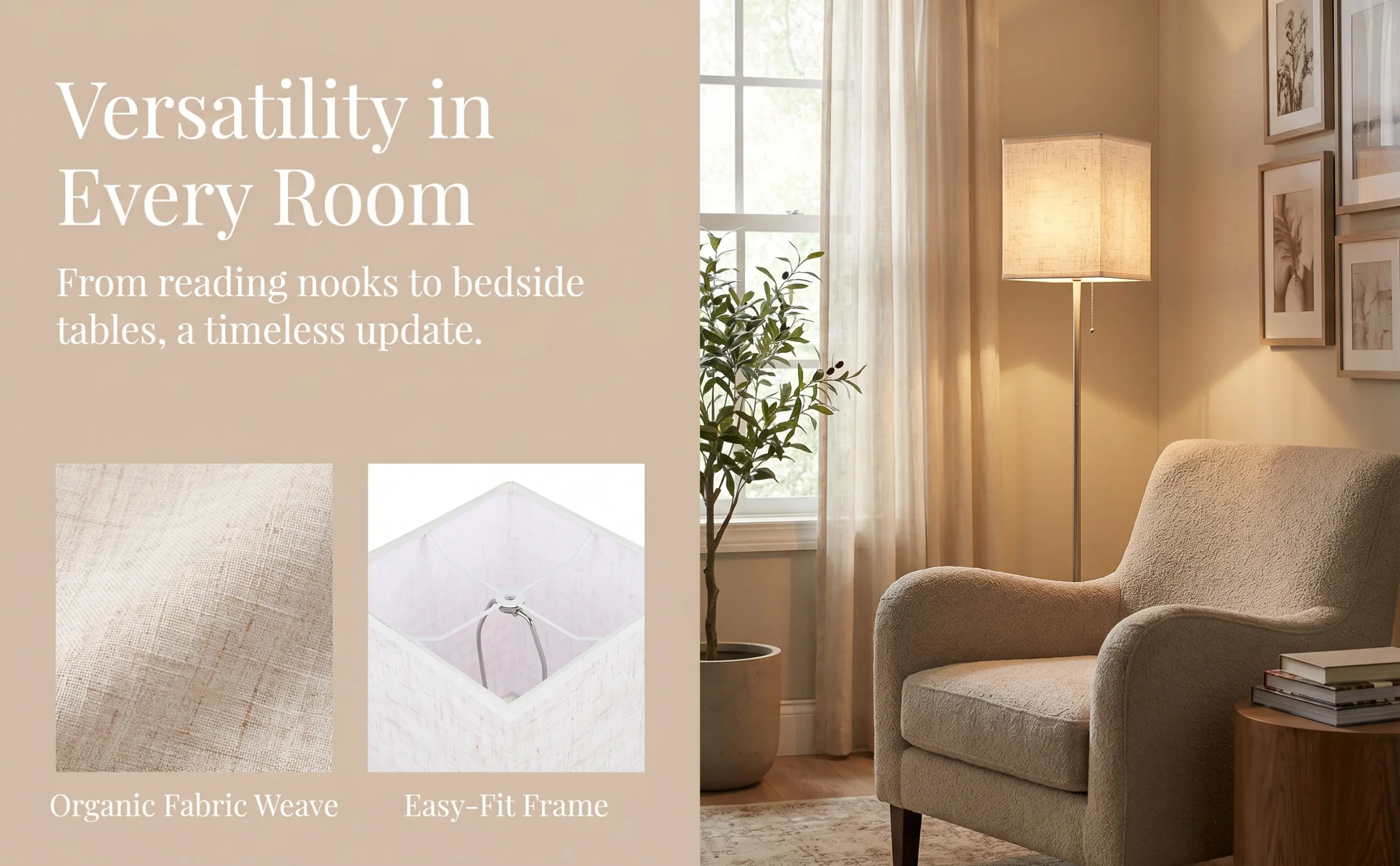 Rectangular Linen Lamp Shade for Table Desk Floor Bedside Lamps Soft Light Eye-Protective Decorative Home Bedroom Living Room