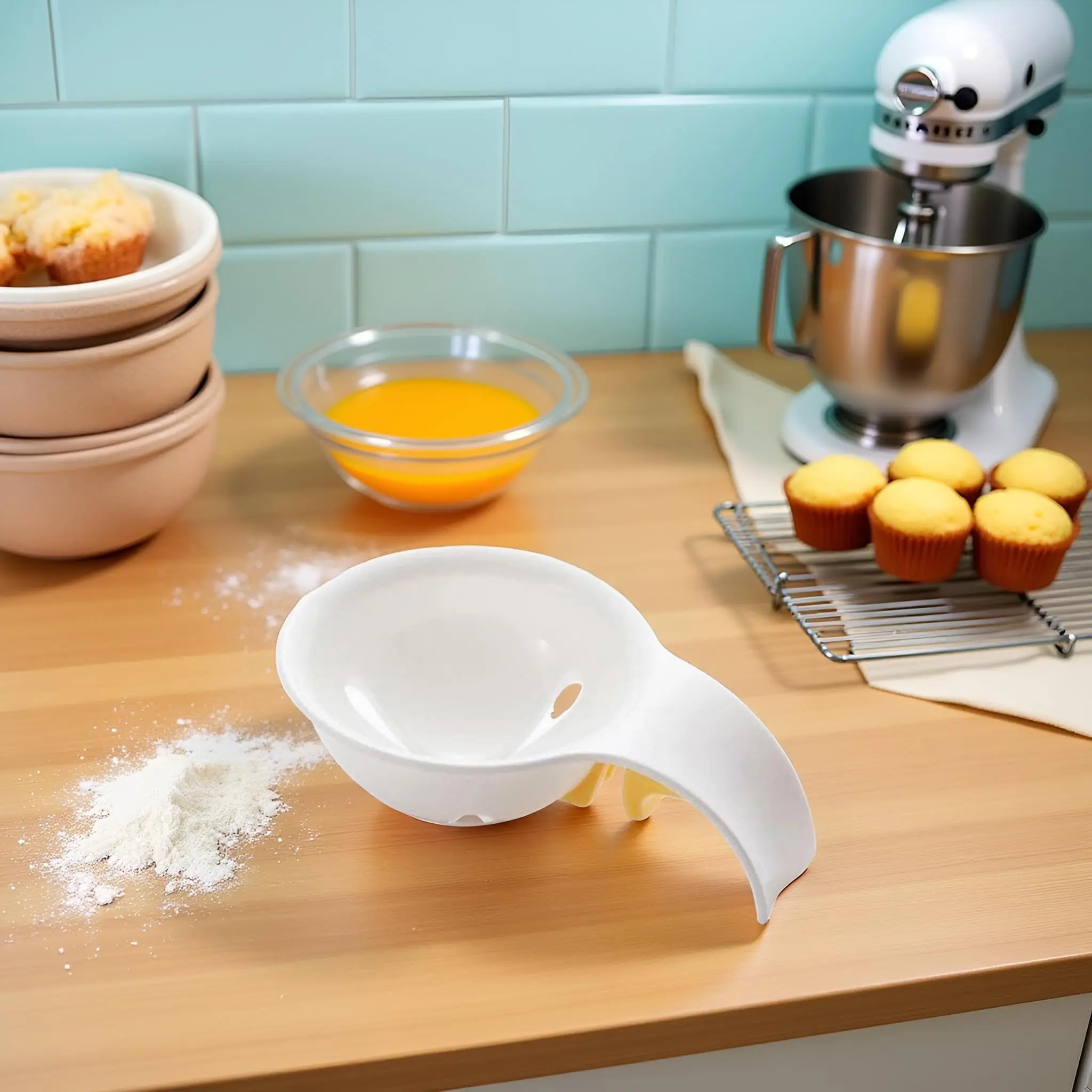 1PC Food Grade Plastic Egg White Separator with Bowl Edge Silicone Buckle for Egg Liquid Manual Egg Filter