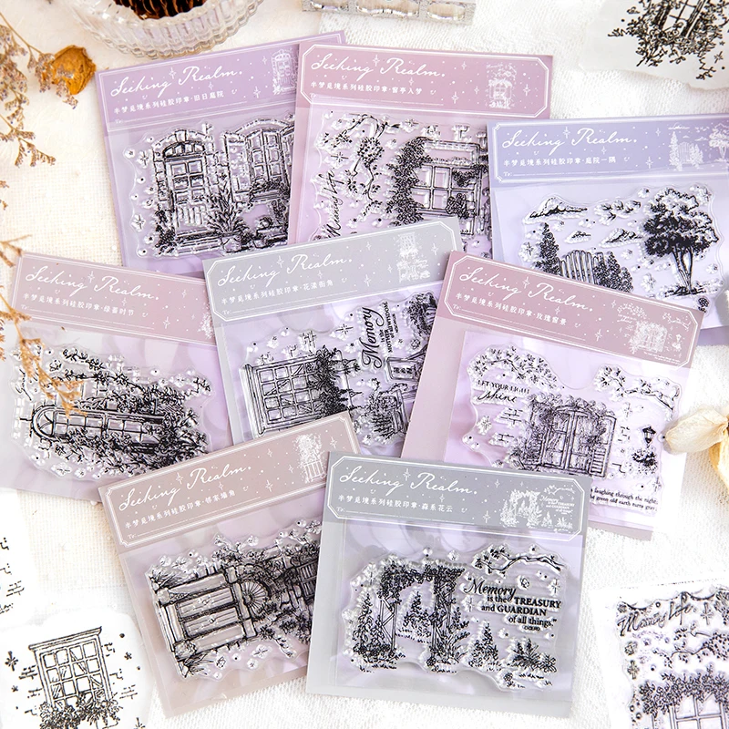 8PCS/LOT GHalf Dream Seeking Realm series stamp DIY silica gel stamps stationery scrapbooking standard stamp