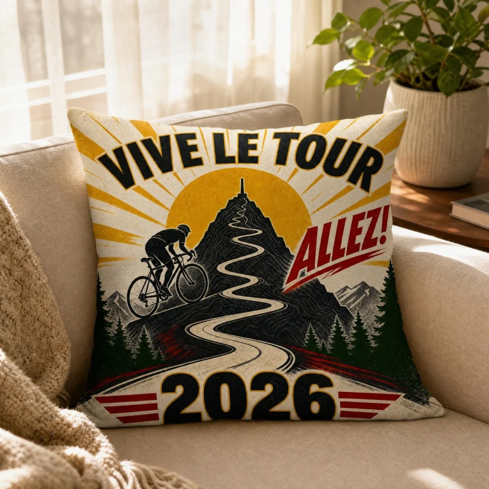 Mountain Bike Winding Road Pine Tree Print Square Full Throw Pillow With Insert Soft Linen Cycling Hobby Sofa Decor Cushion