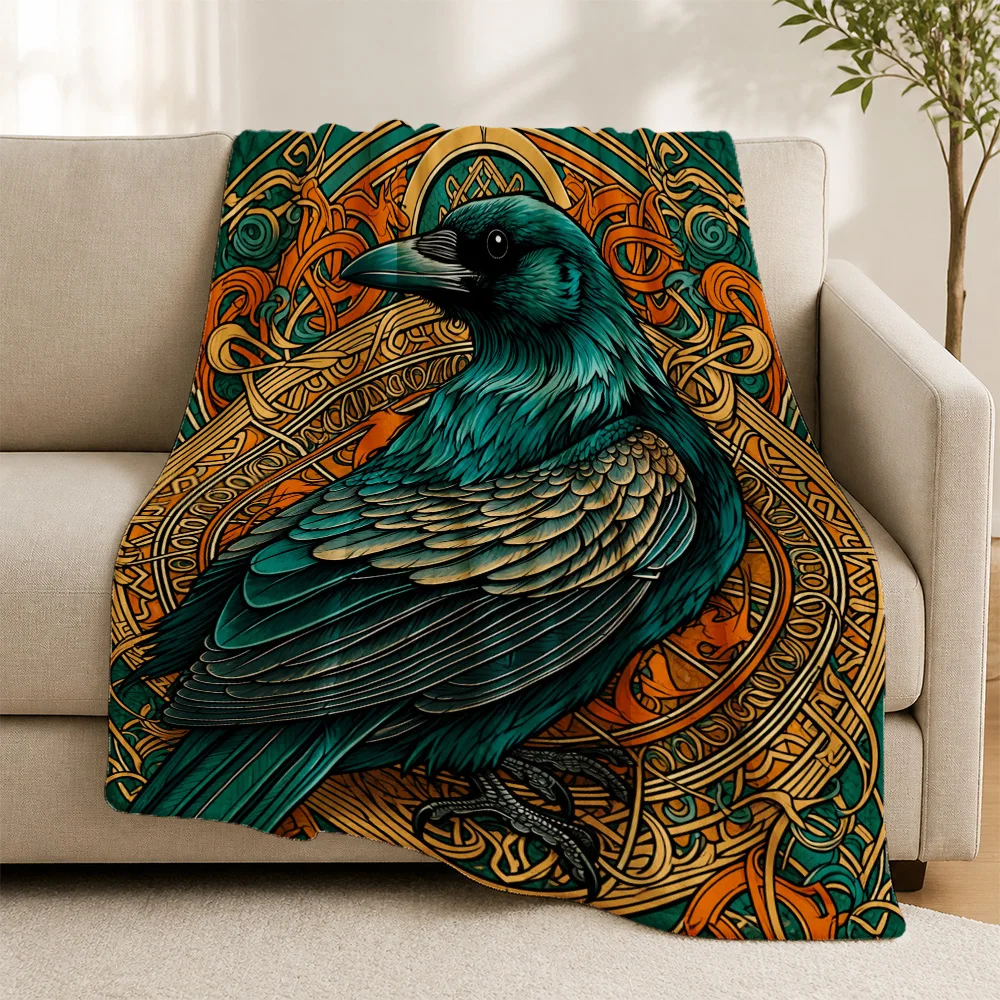 Decorative Boho Throw Blanket for Sofa Couch Home Decor Large Print Statement Peacock Bird Art Tapestry Cushion Cover